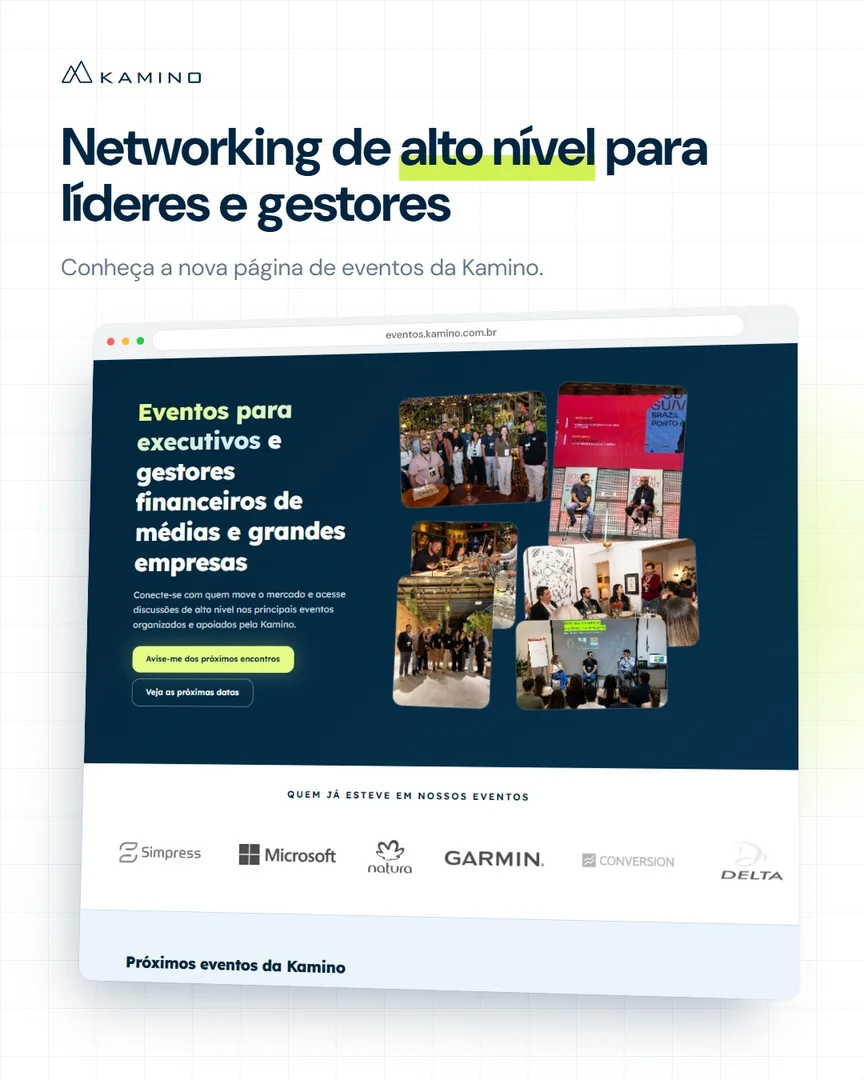 Conecte-se com líderes de médias e grandes empresas nos eventos exclusivos da Kamino